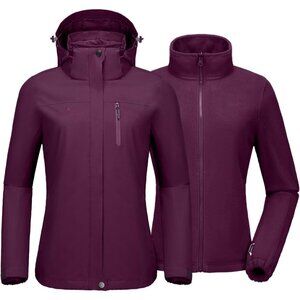 Women's Dark Purple Snowboarding Snow Ski Jacket Coat Waterproof Fleece Inner